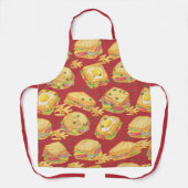 Hartige gastronomische broodjes en frietjes rood schort (Voorkant)