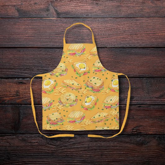 Hartige gastronomische broodjes en frietjes sinaas schort