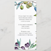 Hartige olijven Toscaanse Waterverf bruiloft Menu (Achterkant)