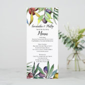 Hartige olijven Toscaanse Waterverf bruiloft Menu (Staand voorkant)