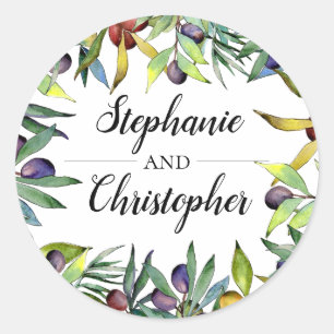 Hartige olijven Toscaanse Waterverf bruiloft zegel