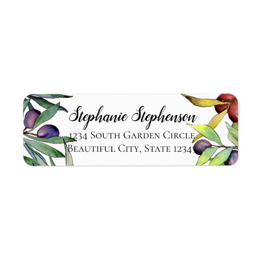 Hartige olijven Toscaanse Waterverf retouradres Etiket (Voorkant)