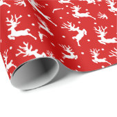 Hartige Rendieren Rood Inpakpapier (Rol Hoek)