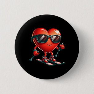 Hartige Ski Liefhebbers Valentijnsdag Valentine Ma Ronde Button 5,7 Cm