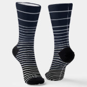 Hartige streep crew sokken blauw wit (Gebogen)