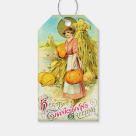  hartige Thanksgiving groet pompoen Cadeaulabel