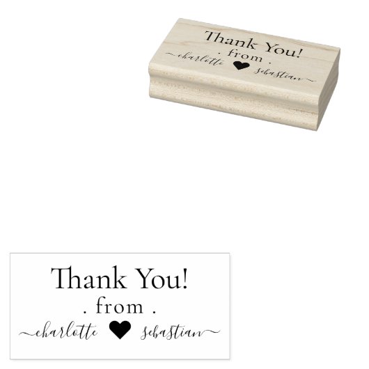 Hartje gepersonaliseerd dank u elegante scroll tek rubberstempel (Gestempeld)
