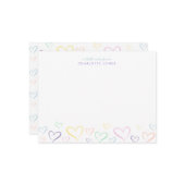 Hartje met naam van het kind in kleur notitiekaartje (Voorkant / Achterkant in situ)