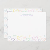 Hartje met naam van het kind in kleur notitiekaartje (Voorkant / Achterkant)