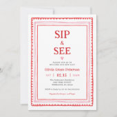 Hartjes Baby Meisje Sip en Zie Welkom Baby Kaart (Voorkant)