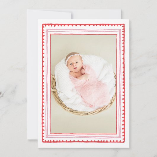 Hartjes Baby Meisje Sip en Zie Welkom Baby Kaart (Achterkant)