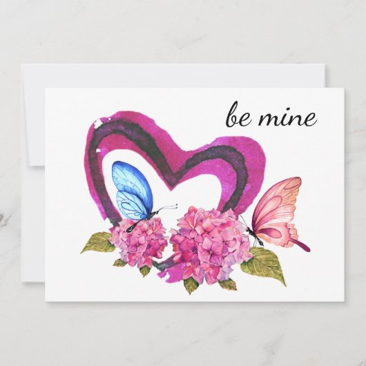 Hartjes, Bloemen & Vlinders Valentijnkaart Aankondiging (Voorkant)