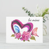 Hartjes, Bloemen & Vlinders Valentijnkaart Aankondiging (Staand voorkant)