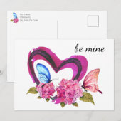 Hartjes, Bloemen & Vlinders Valentijnkaart Aankondiging (Voorkant / Achterkant)