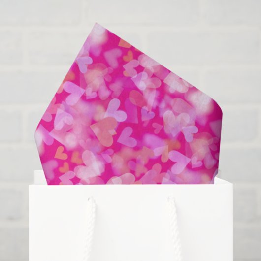Hartjes Bokehpatroon Roze Tissuepapier (Cadeauzakje)