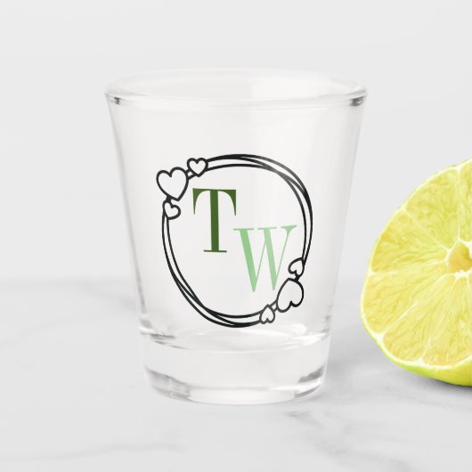 Hartjes bruiloft aandenken shot glas (Voorkant)