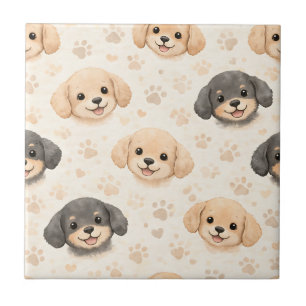 Hartjes Cute Puppy Watercolor Patroon (3) Tegeltje