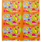 Hartjes designer douchegordijn met meerdere patron (Voorkant)