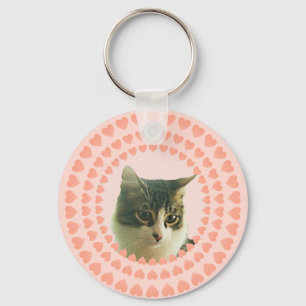 Hartjes en Aangepaste Tabby Kat Foto Sleutelhanger
