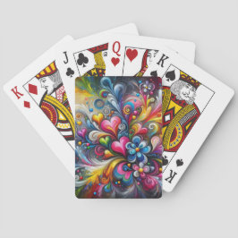 Hartjes En Bloemen Meerkleurige Draaikolk Pokerkaarten