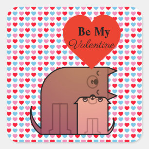 Hartjes En Hond Koppel Valentijnstickers Vierkante Sticker