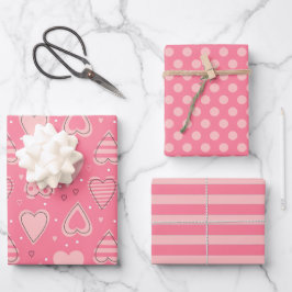 Hartjes en Love Inpakpapier Set van 3 Vel