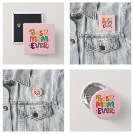 Hartjes en Sterren Beste Moeder Ooit Ronde Button 3,2 Cm