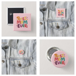 Hartjes en Sterren Beste Moeder Ooit Ronde Button 3,2 Cm