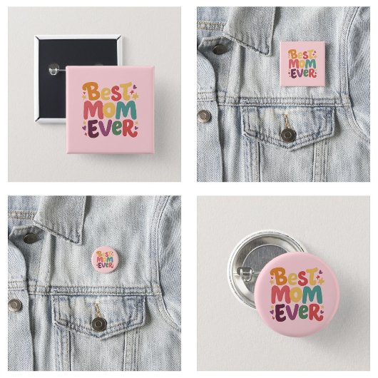 Hartjes en Sterren Beste Moeder Ooit Ronde Button 3,2 Cm