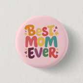 Hartjes en Sterren Beste Moeder Ooit Ronde Button 3,2 Cm (Voorkant)