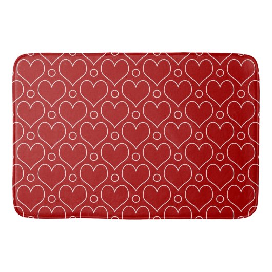 Hartjes en stippenpatroon in rood en wit badmat (Voorkant)
