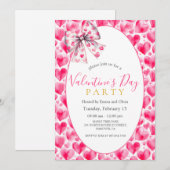 Hartjes en Strik Valentijnsdag Feest Uitnodiging (Voorkant / Achterkant)