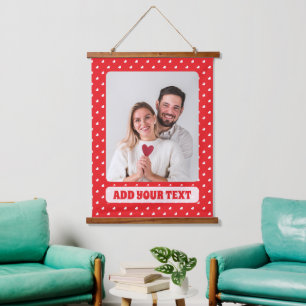 Hartjes Fijne Valentijnsdag Modern Liefdespatroon Hangend Wandkleed