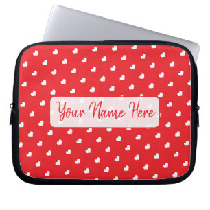 Hartjes Fijne Valentijnsdag Modern Liefdespatroon Laptop Sleeve