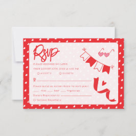 Hartjes Fijne Valentijnsdag Modern Liefdespatroon RSVP Kaartje