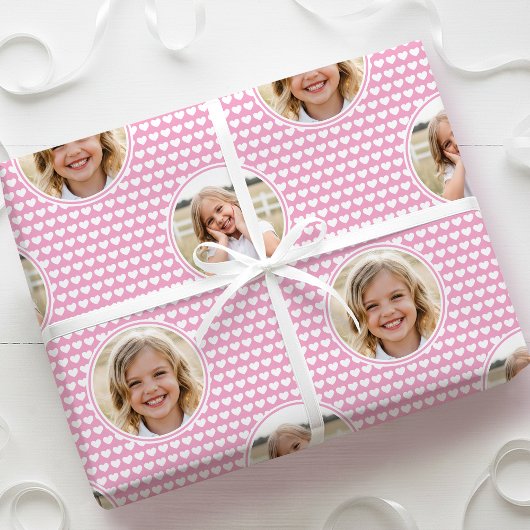 Hartjes Foto Roze Patroon 2 Cadeaupapier