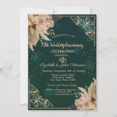 Hartjes Frame Bloemen Groen Huwelijksjubileum Kaart (Voorkant)