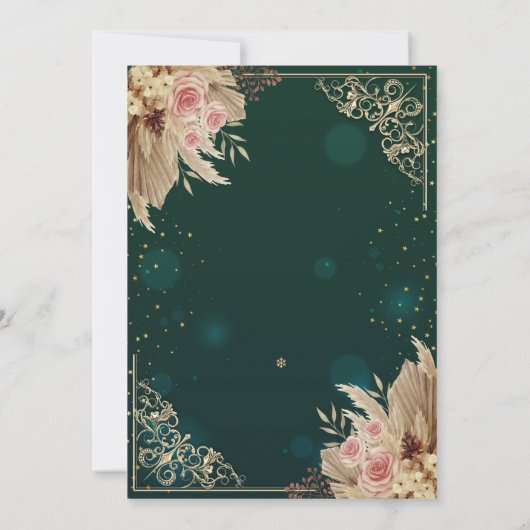 Hartjes Frame Bloemen Groen Huwelijksjubileum Kaart (Achterkant)