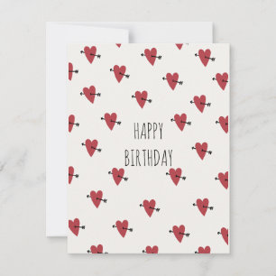 Hartjes Gelukkige Verjaardag Feestdagenkaart