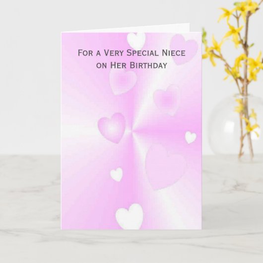 Hartjes gepersonaliseerd nichtje verjaardag kaart (Gele Bloem)