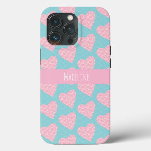 Hartjes Handgetekend Valentijnsdagpatroon Roze Case-Mate iPhone Case