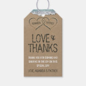 Hartjes in de Sand Beach Shore Bruiloft Dank u Cadeaulabel (Voorkant)