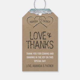 Hartjes in de Sand Beach Shore Bruiloft Dank u Cadeaulabel