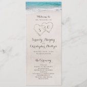 Hartjes in het zand strand bruiloftsprogramma programmakaart (Voorkant)