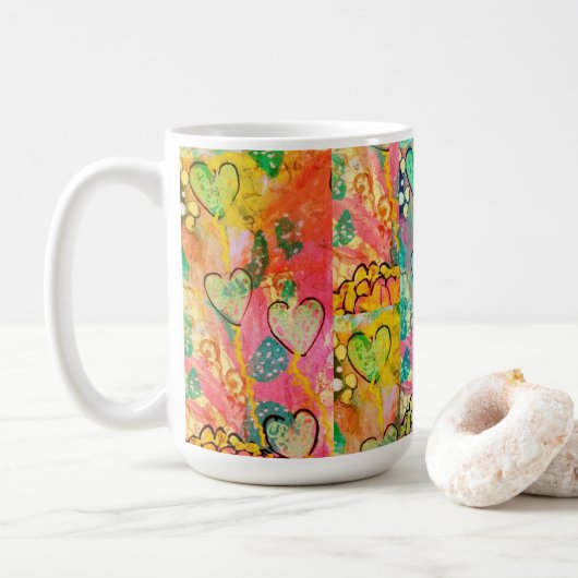 Hartjes in overvloed  koffiemok (Met donut)