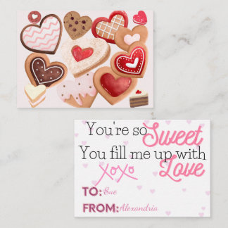 Hartjes Koekjes Klas Valentijn Kinderen Notitiekaartje