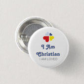 Hartjes Kruis Ronde Button 3,2 Cm (Voorkant /achterkant)