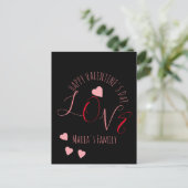 Hartjes Liefde Valentijnsdag Roze Rode Script Hart Briefkaart (Staand voorkant)
