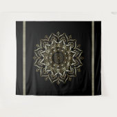 Hartjes Mandala op een zwarte achtergrond Wandkleed (Voorkant (horizontaal))