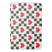 Hartjes met schaakbordpatroon badmat (Voorkant Verticaal)